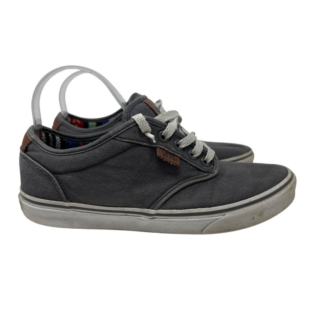 Vans Gray Canvas Lace-Up Low-Top Sneakers With Multicolor‎ Lining Mens Size 8